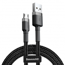 Кабель Baseus cafule Cable USB For Micro 2.4A 0.5M Gray+Black (CAMKLF- AG1)