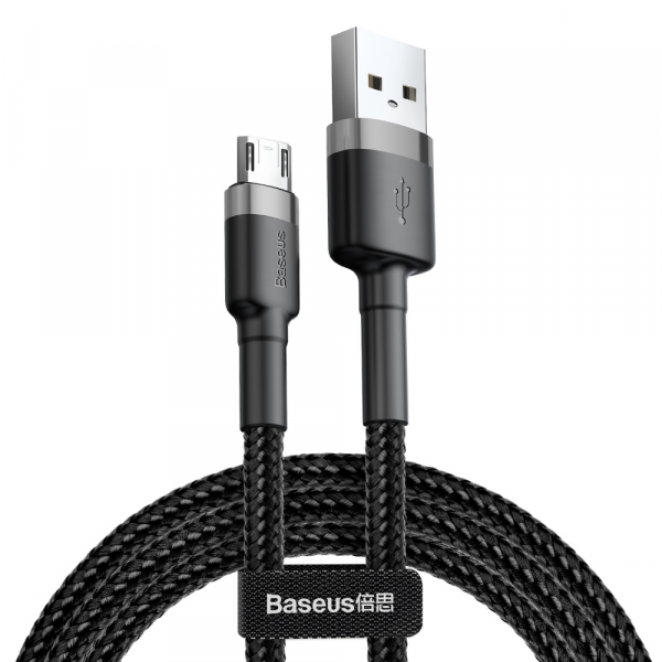 Кабель Baseus cafule Cable USB For Micro 2.4A 0.5M Gray+Black (CAMKLF- AG1)