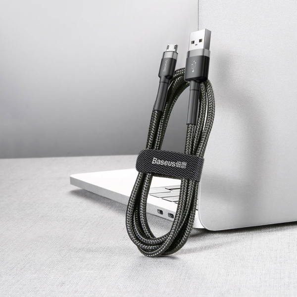 Кабель Baseus cafule Cable USB For Micro 2.4A 0.5M Gray+Black (CAMKLF- AG1)