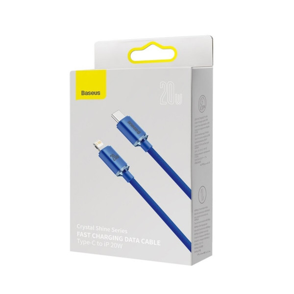 Кабель Baseus Crystal Shine Series Fast Charging Data Cable Type-C to iP 20W 2m Блакитний