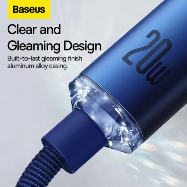 Кабель Baseus Crystal Shine Series Fast Charging Data Cable Type-C to iP 20W 2m Блакитний