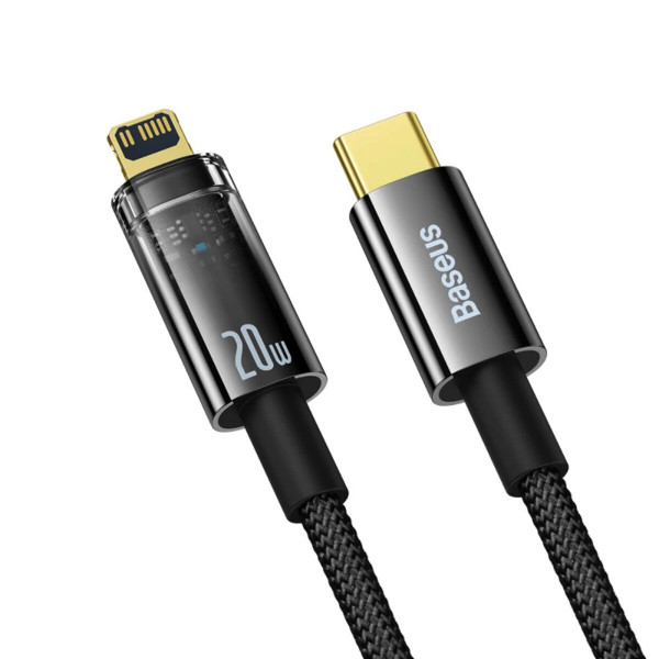 Кабель Baseus Explorer Series Auto Power-Off Fast Charging Data Cable Type-C to IP 20W 2m Чорний