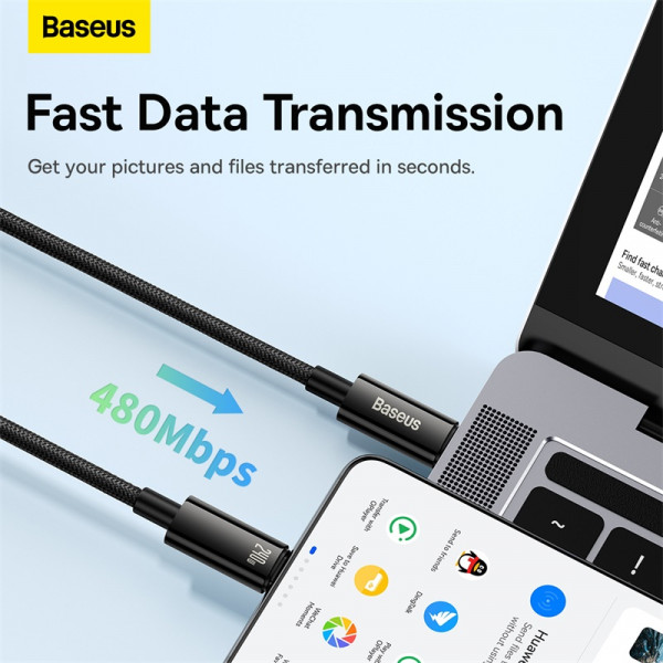 Кабель Baseus Tungsten Gold Fast Charging Data Cable Type-C to Type-C 240W 3m Black (CAWJ040201)