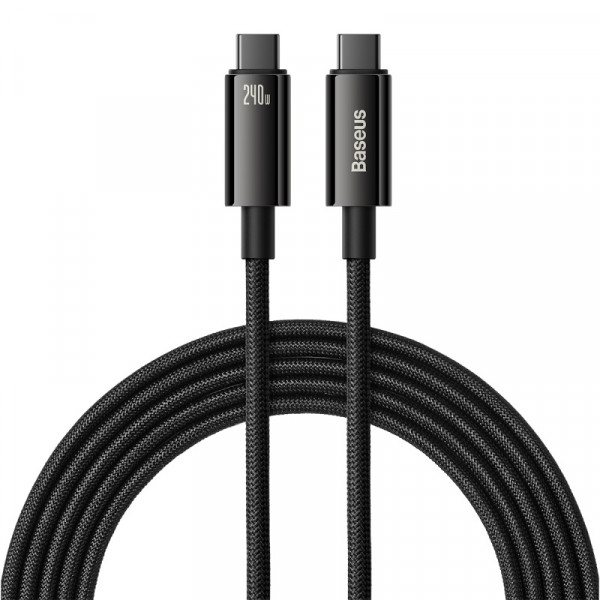 Кабель Baseus Tungsten Gold Fast Charging Data Cable Type-C to Type-C 240W 3m Black (CAWJ040201)
