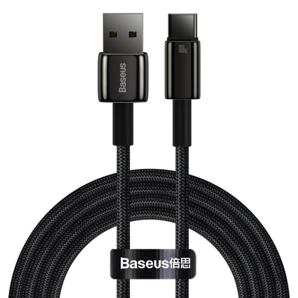 Кабель Baseus Tungsten Gold Fast Charging Data Cable USB to Type-C 100W 2m Чорний