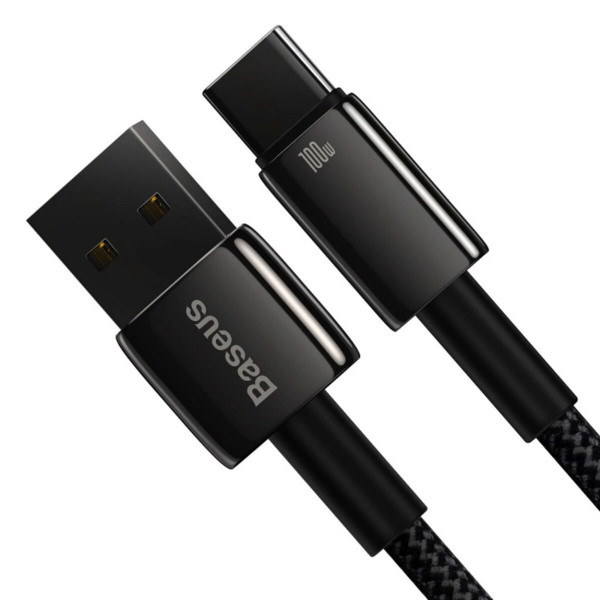 Кабель Baseus Tungsten Gold Fast Charging Data Cable USB to Type-C 100W 2m Чорний