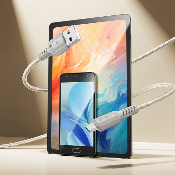 Кабель BOROFONE BX116 Certain charging data cable Micro White (6941991119781)