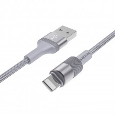 Кабель BOROFONE BX21 Outstanding Lightning 1m, 2.4A woven braid Metal Gray