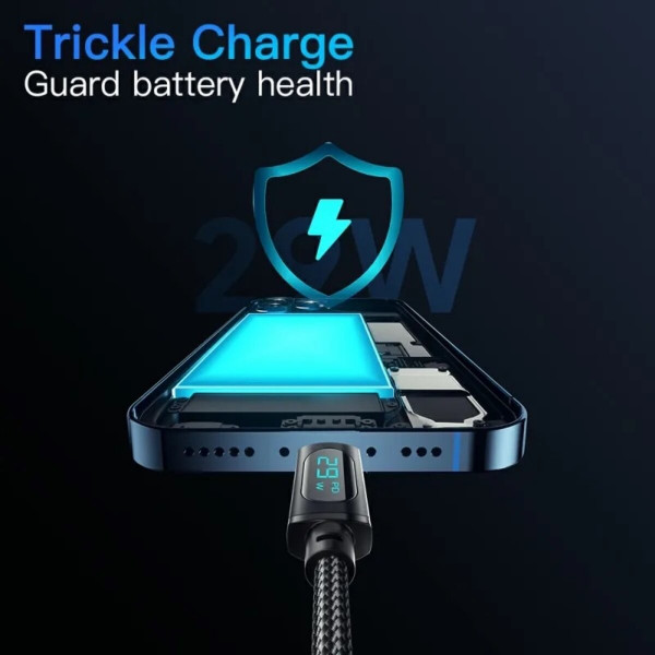 Кабель Essager Enjoy LED Digital Display USB Charging Cable Type C to Lightning 29W 1m чорний (EXCTL-XY01-P)