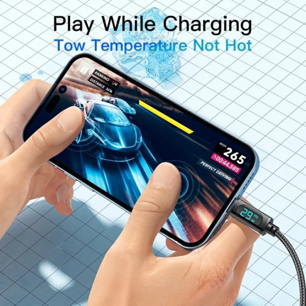 Кабель Essager Enjoy LED Digital Display USB Charging Cable Type C to Lightning 29W 1m чорний (EXCTL-XY01-P)
