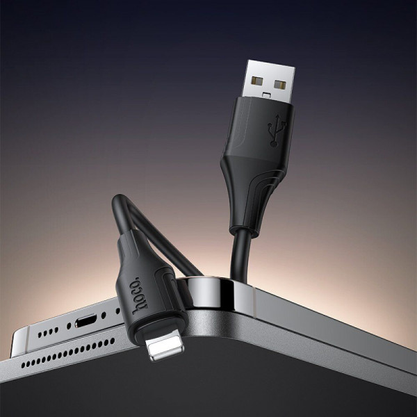 Кабель HOCO X124 Bien silicone charging data cable iP Black (6942007664400)