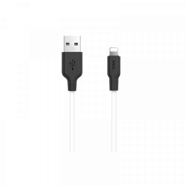 Кабель HOCO X21 USB to iP 2A, 1m, silicone, TPE connectors, Black+White (6957531071365)