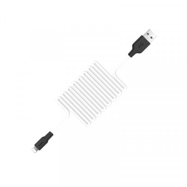 Кабель HOCO X21 USB to iP 2A, 1m, silicone, TPE connectors, Black+White (6957531071365)