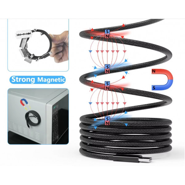 Кабель NN SN3 Magnetic Usb lightning 1m 100W чорний