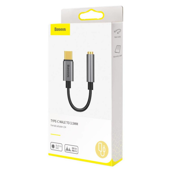 Кабель-перехiдник Baseus Type-C Male to 3.5mm Female Adapter L54 Deep Grey