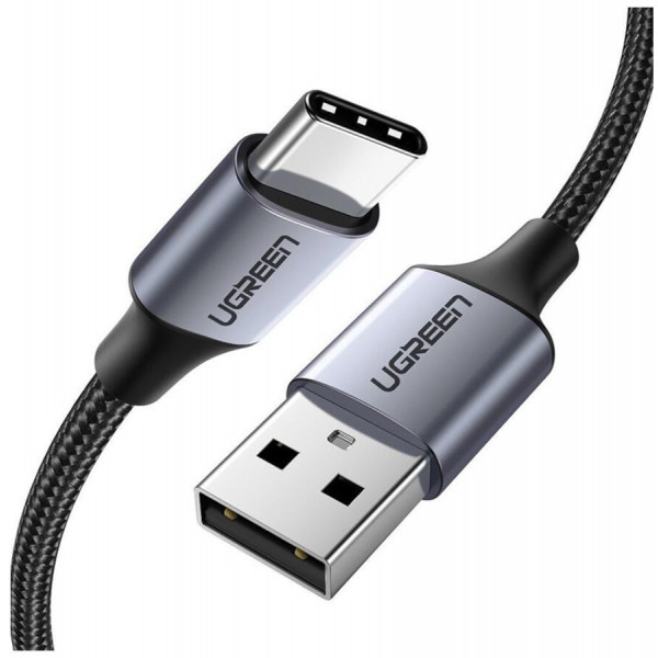 Кабель UGREEN US288 USB-A 2.0 to USB-C Cable Nickel Plating Aluminum Braid 2m (Black) (UGR-60128) (UGR-60128)