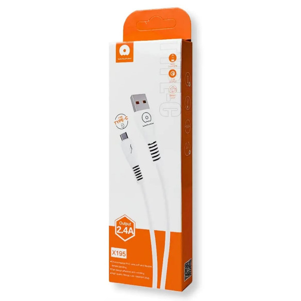 Кабель WUW-X195 USB Type-C 2,4A 1m білий