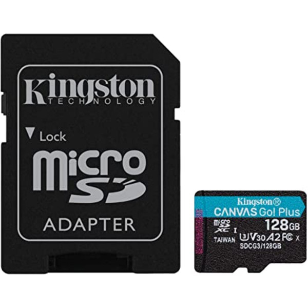 Карта пам'яті microSDXC (UHS-1 U3) Kingston Canvas Go Plus 128Gb class 10 A2 V30 (R170MB/s, W90MB/s) (adapter SD)