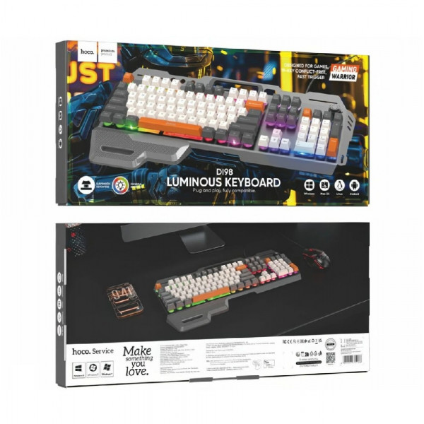 Клавіатура HOCO DI98 Murphy 3-color wired keyboard(Ukrainian version) Star Gray (6942007674232)
