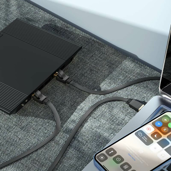 Мережевий кабель HOCO US07 General pure copper flat network cable(L=5M) Black