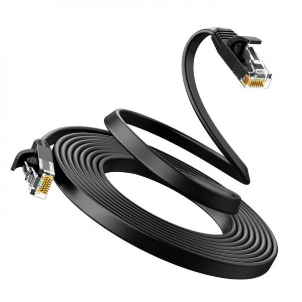 Мережевий кабель UGREEN Cat 6 U/UTP Lan Flat Cable 1m (Black)