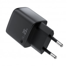 Мережевий зарядний пристрій ACEFAST A114 PD25W GaN charger (USB-A+USB-C) with digital display Black (6974316284437)
