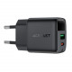 Мережевий зарядний пристрій ACEFAST A114 PD25W GaN charger (USB-A+USB-C) with digital display Black (6974316284437)