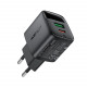 Мережевий зарядний пристрій ACEFAST A114 PD25W GaN charger (USB-A+USB-C) with digital display Black (6974316284437)