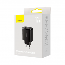 Мережевий зарядний пристрій Baseus Compact Charger 3U 17W EU Black (CCXJ020101)
