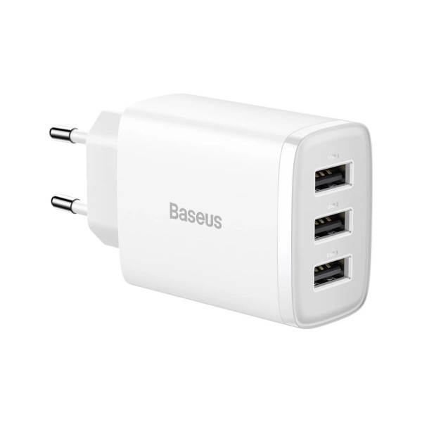 Мережевий зарядний пристрій Baseus Compact Charger 3U 17W EU Білий