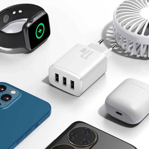 Мережевий зарядний пристрій Baseus Compact Charger 3U 17W EU Білий
