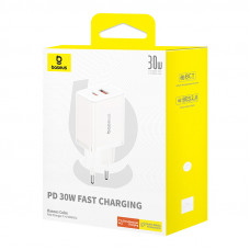 Мережевий зарядний пристрій Baseus Cube Fast Charger C+U 30W EU Moon Білий