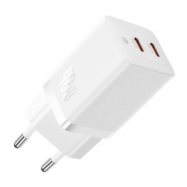 Мережевий зарядний пристрій Baseus GaN5 Pro Fast Charger C+C 40W EU Білий