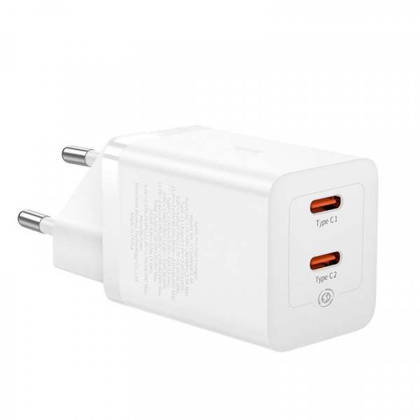 Мережевий зарядний пристрій Baseus GaN5 Pro Fast Charger C+C 40W EU Білий