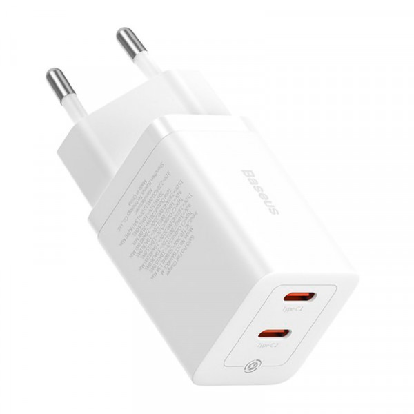 Мережевий зарядний пристрій Baseus GaN5 Pro Fast Charger C+C 40W EU Білий