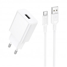 Мережевий зарядний пристрій BOROFONE BA110A Lemi single port charger set (Type-C) (EU) White (6941991126963)