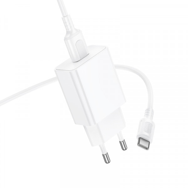 Мережевий зарядний пристрій BOROFONE BA110A Lemi single port charger set (Type-C) (EU) White (6941991126963)