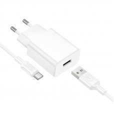 Мережевий зарядний пристрій BOROFONE BA110A Lemi single port charger set (Type-C) (EU) White (6941991126963)