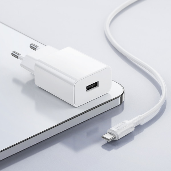 Мережевий зарядний пристрій BOROFONE BA110A Lemi single port charger set (Type-C) (EU) White (6941991126963)