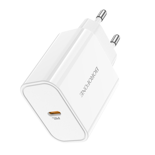 Мережевий зарядний пристрій BOROFONE BA57A Easy Speed single port PD20W charger Білий