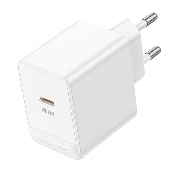 Мережевий зарядний пристрій BOROFONE BAS13A Erudite single port PD20W charger(EU) White