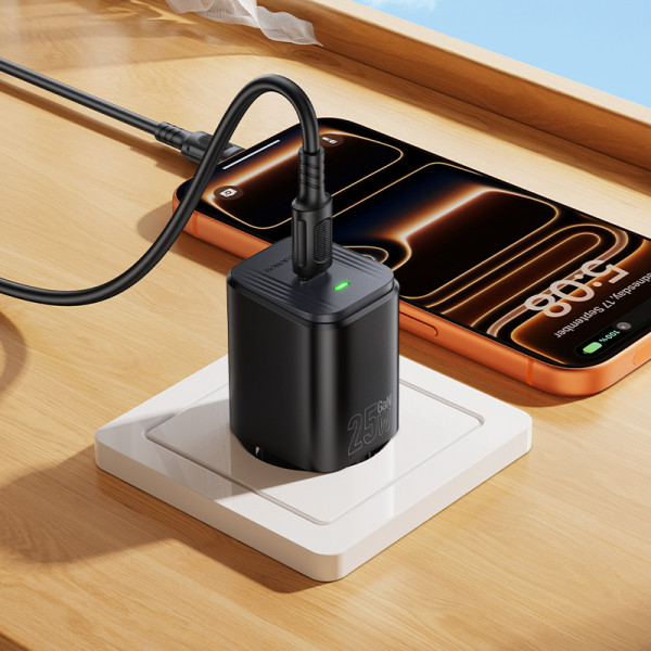 Мережевий зарядний пристрій BOROFONE BAS84A Star single port PD25W charger (EU) Black (6941991126826)