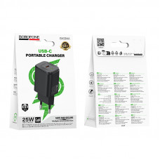 Мережевий зарядний пристрій BOROFONE BAS84A Star single port PD25W charger (EU) Black (6941991126826)