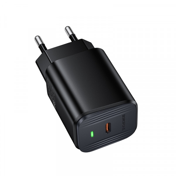 Мережевий зарядний пристрій BOROFONE BAS84A Star single port PD25W charger (EU) Black (6941991126826)