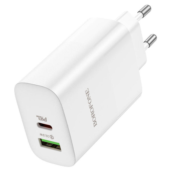 Мережевий зарядний пристрій BOROFONE BN10 Sunlight PD65W dual port(1A1C) charger Білий