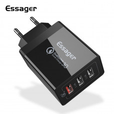 Мережевий зарядний пристрій Essager Fangbo QC3.0 3U (QC+Dual 2.4A) Charging Head чорний (ECTQC3-FBB01