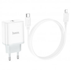 Мережевий зарядний пристрій HOCO C104A Stage single port PD20W charger set (C to iP)(EU) Білий