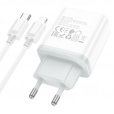 Мережевий зарядний пристрій HOCO C104A Stage single port PD20W charger set (C to iP)(EU) Білий