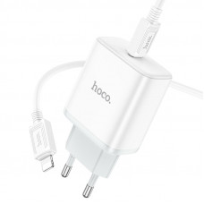 Мережевий зарядний пристрій HOCO C104A Stage single port PD20W charger set (C to iP)(EU) Білий