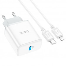 Мережевий зарядний пристрій HOCO C104A Stage single port PD20W charger set (C to iP)(EU) Білий